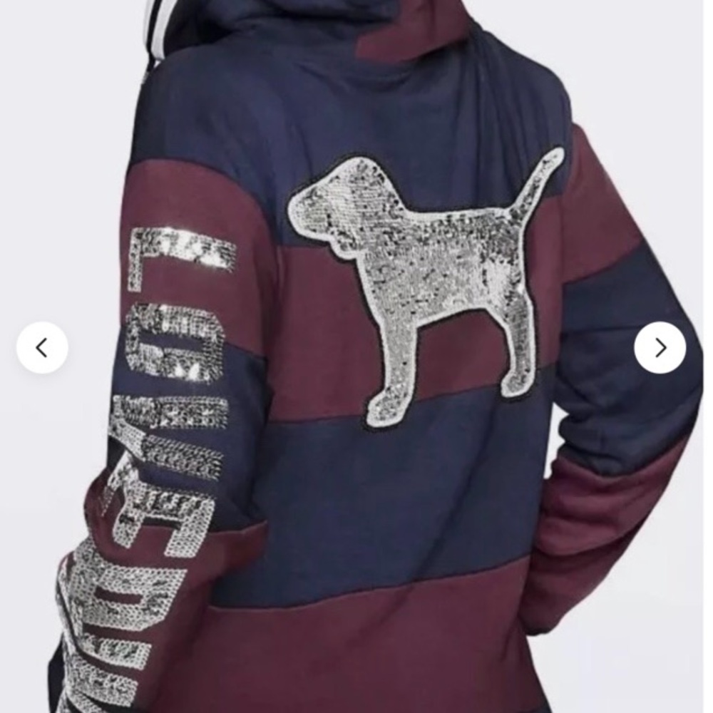 Victoria's Secret Blue and Maroon Quarter Zip-Up Hoodie